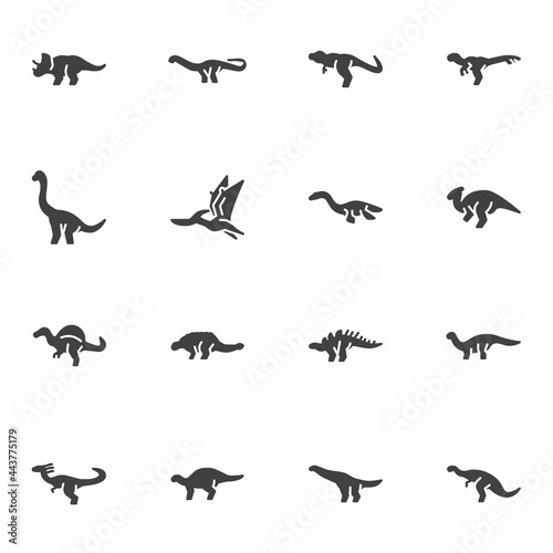 Dinos, dinosaurs vector icons set © alekseyvanin