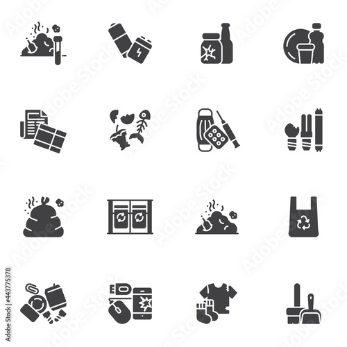 Waste, garbage vector icons set