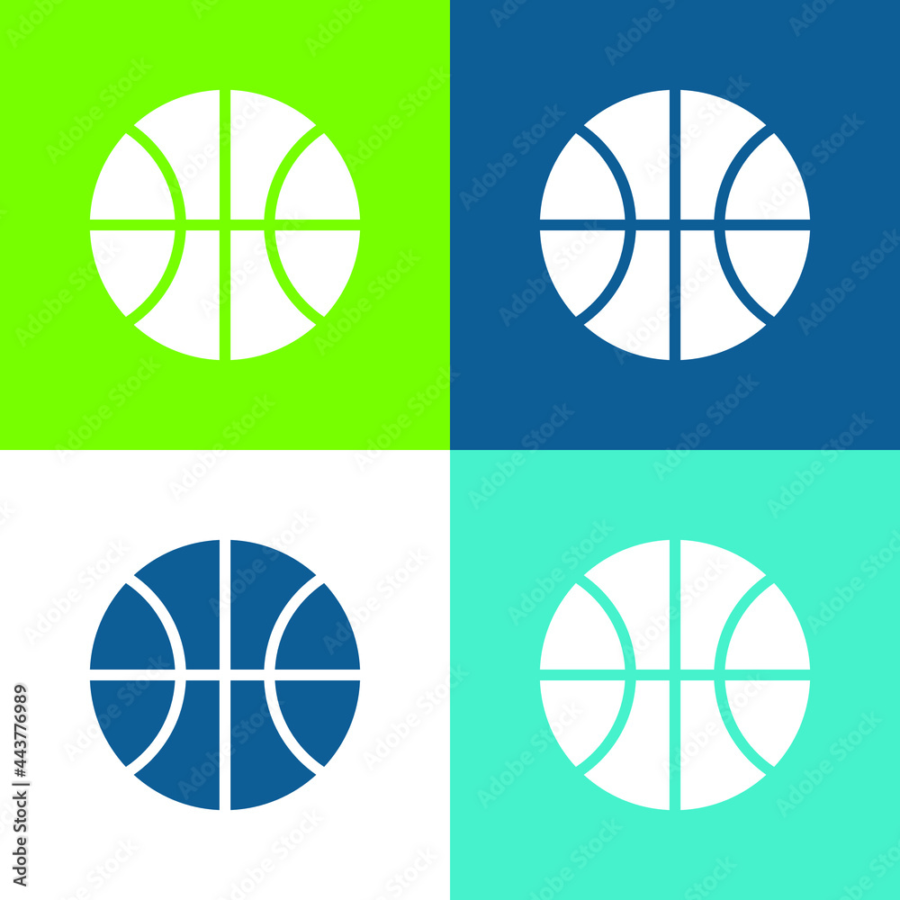 Basketball Game Flat four color minimal icon set Basketball Game Flat four color minimal icon set