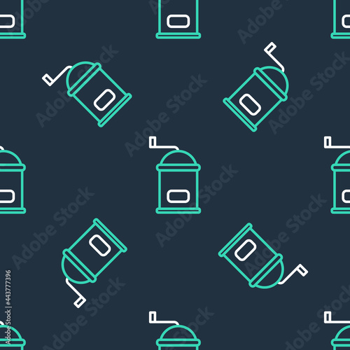 Line Manual coffee grinder icon isolated seamless pattern on black background. Vector © vector_v