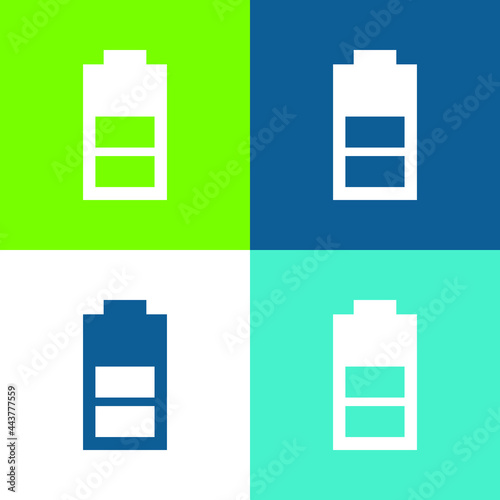 Battery With Half Charge Flat four color minimal icon set