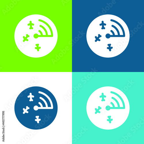 Airport Radar Flat four color minimal icon set