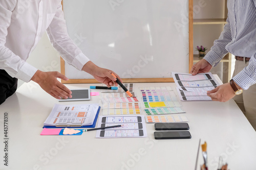 Close-up of a group of business people designing create and develop UX UI Office