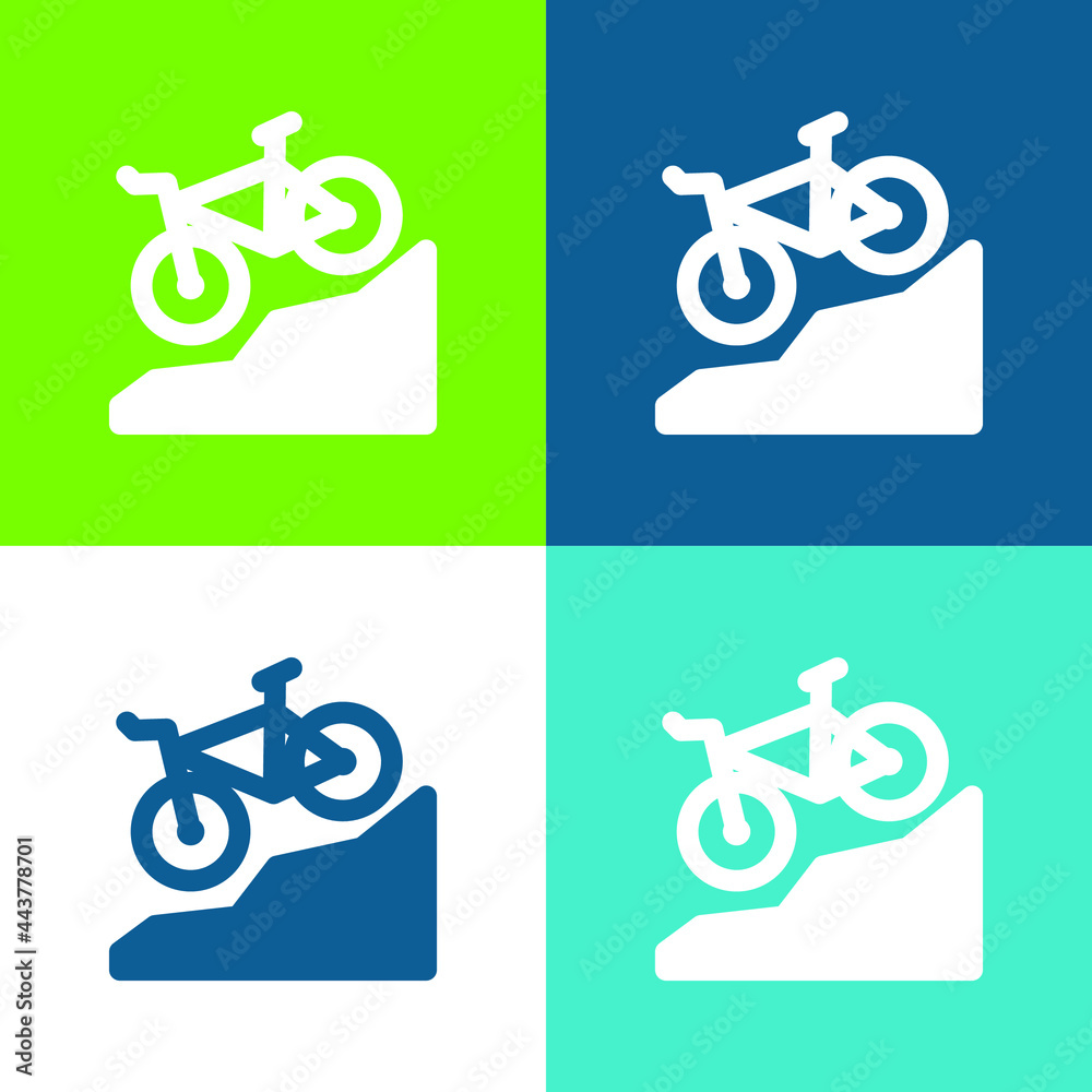 Fototapeta premium Bike Flat four color minimal icon set