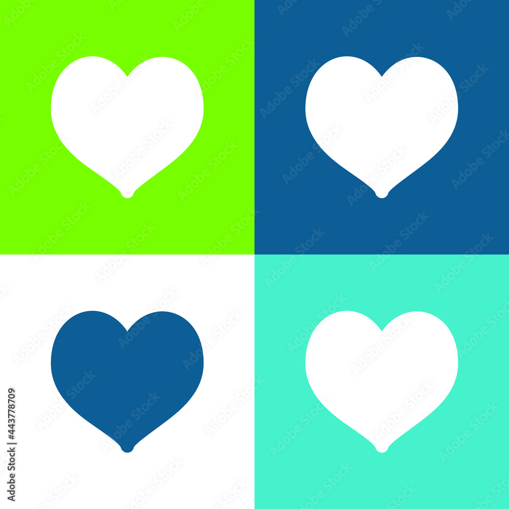 Black Heart Shaped Flat four color minimal icon set Black Heart Shaped Flat four color minimal icon set