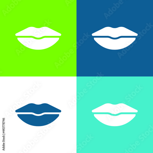 Big Lips Flat four color minimal icon set