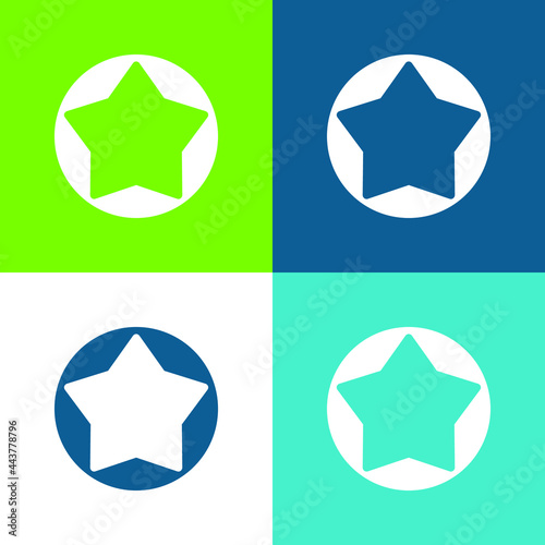 Big Star Button Flat four color minimal icon set