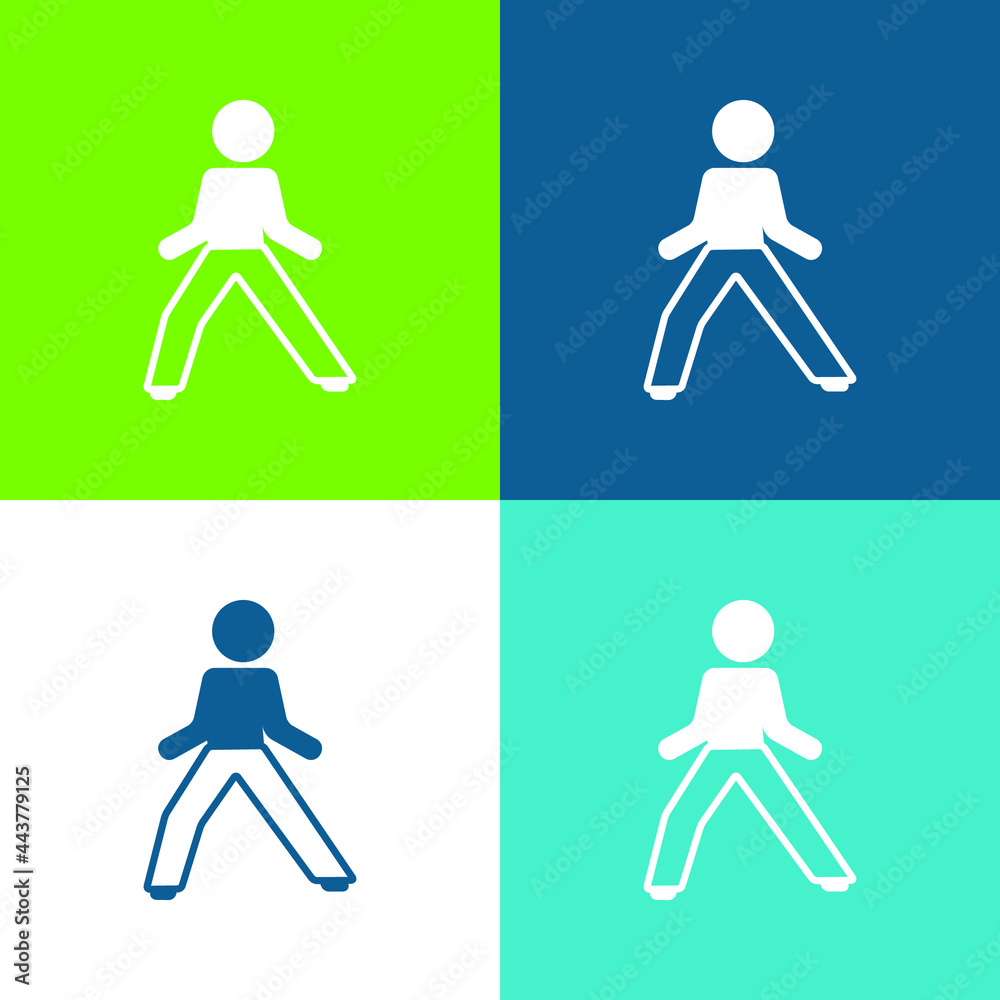 Boy In Defense Position Flat four color minimal icon set Boy In Defense Position Flat four color minimal icon set