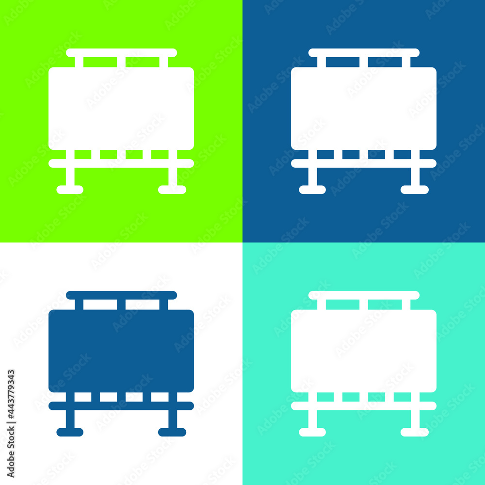 Billboard Flat four color minimal icon set Billboard Flat four color minimal icon set