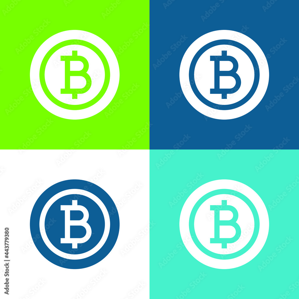 Bitcoin Flat four color minimal icon set Bitcoin Flat four color minimal icon set