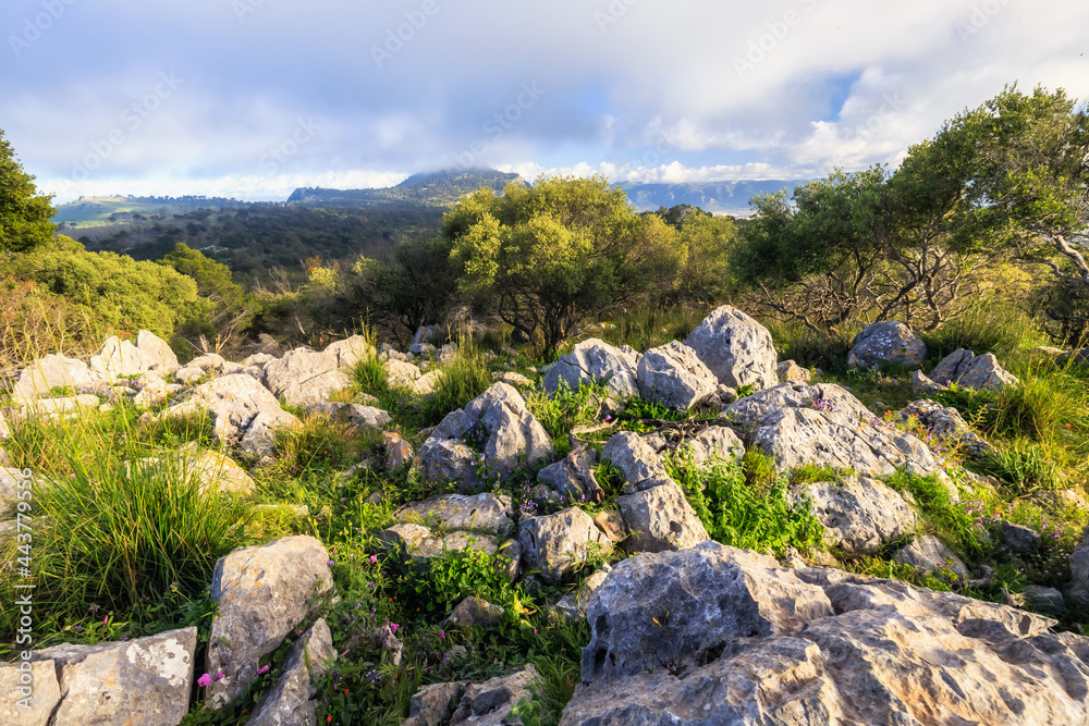 An Evening on Monte Pellegrino mountain near Palermo on Sicily in Italy, Europe