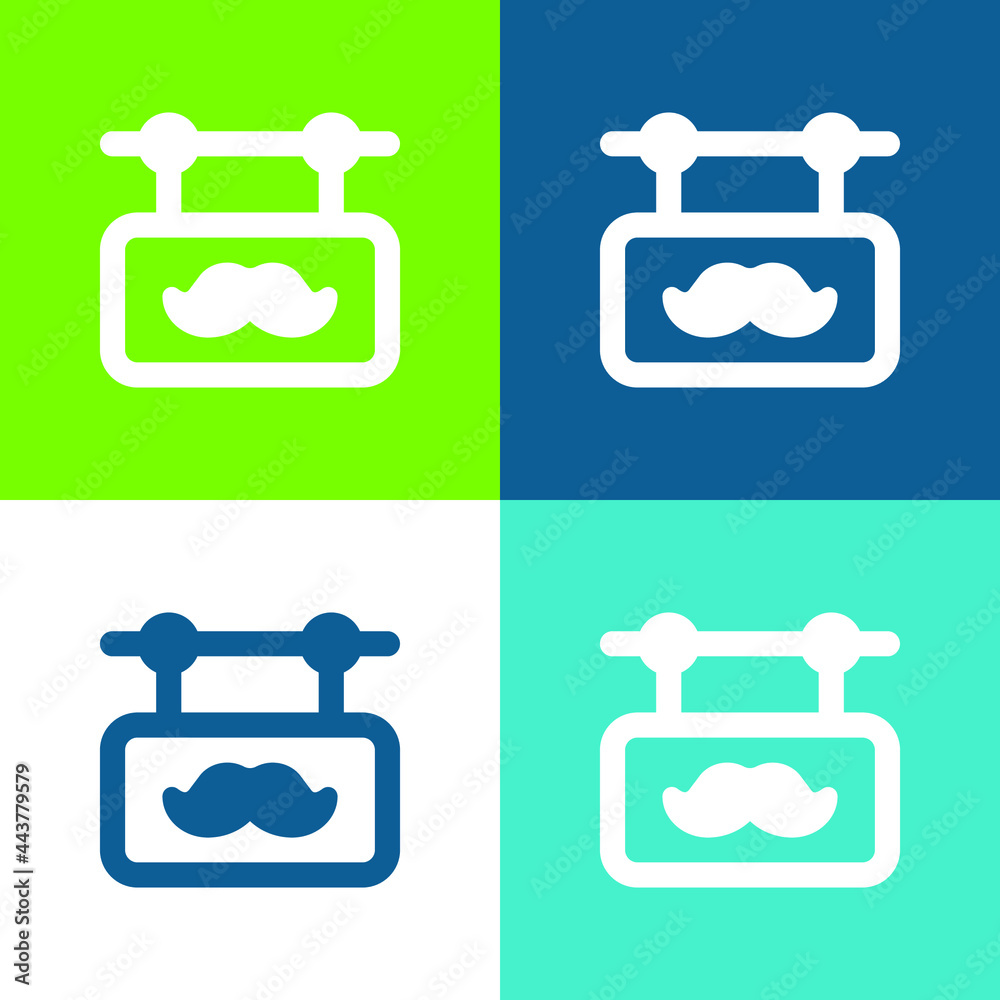 Barber Flat four color minimal icon set Barber Flat four color minimal icon set