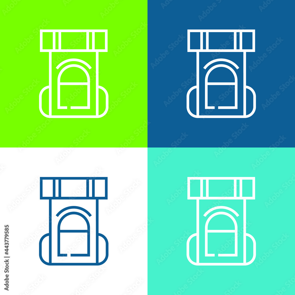 Backpack Flat four color minimal icon set Backpack Flat four color minimal icon set
