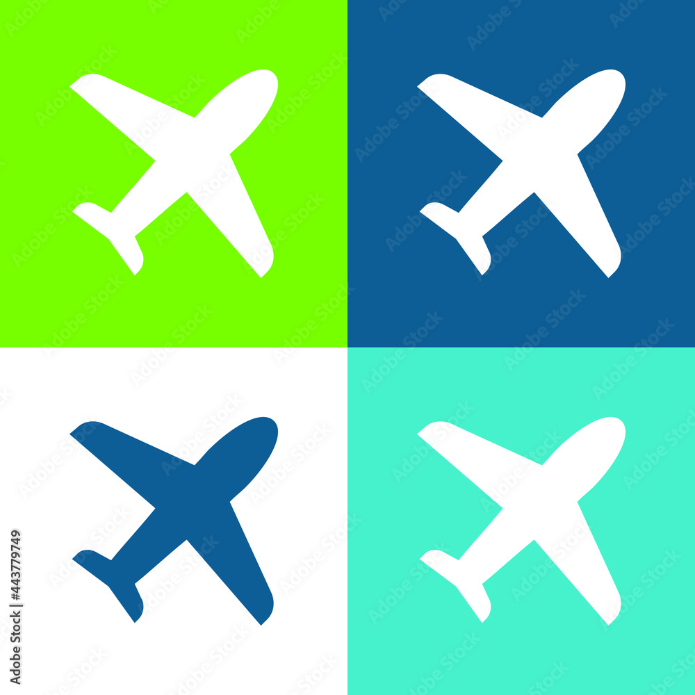 Airplane Flat four color minimal icon set