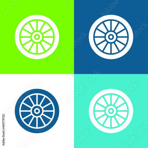 Alloy Wheel Flat four color minimal icon set