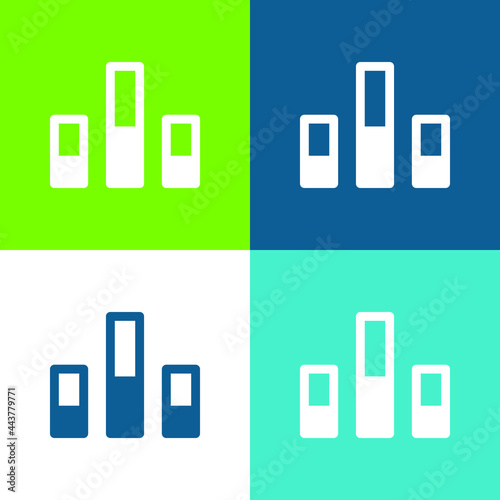 Bar Chart Flat four color minimal icon set