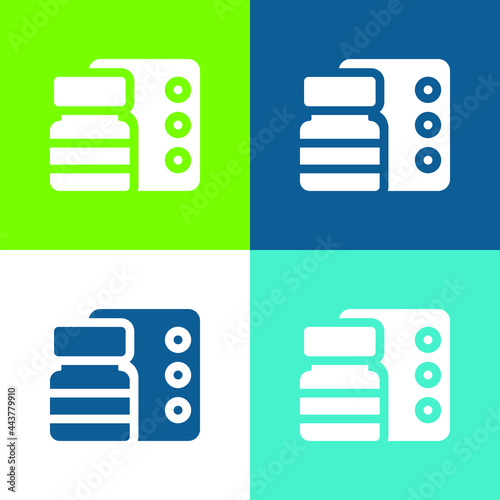 Antidepressant Flat four color minimal icon set