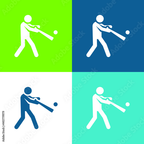 Baseball Flat four color minimal icon set