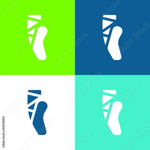 Ballet Flat four color minimal icon set