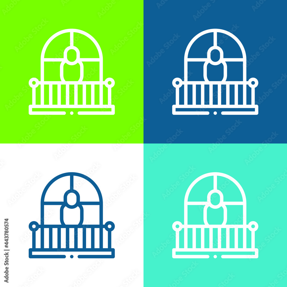 Balcony Flat four color minimal icon set Balcony Flat four color minimal icon set