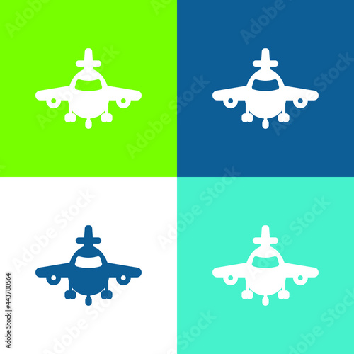 Airliner Flat four color minimal icon set