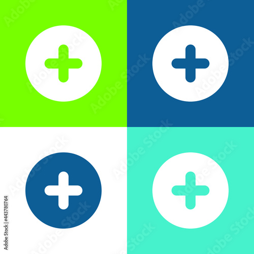 Add Round Button Flat four color minimal icon set