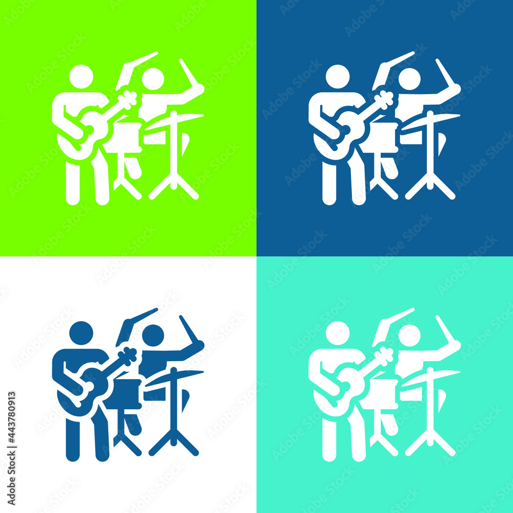Band Flat four color minimal icon set Band Flat four color minimal icon set
