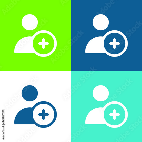 Add User Flat four color minimal icon set