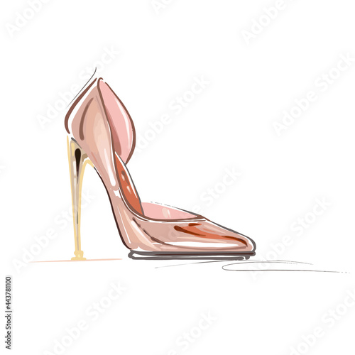 Illustration of female glamorous high heel shoes. 