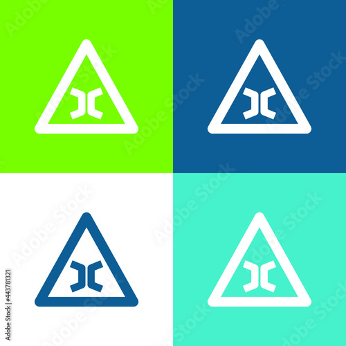 Bridge Sign Flat four color minimal icon set