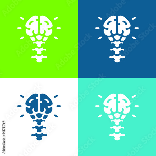 Brain Flat four color minimal icon set