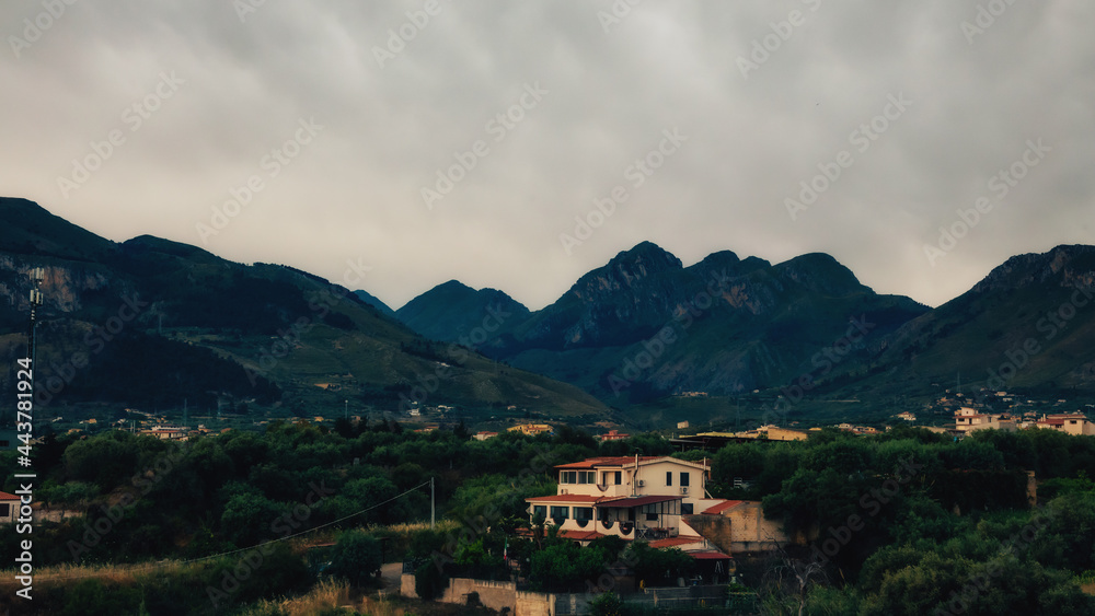 Mountains in the Coastal Region of Sicily in Italy Europe in Spring