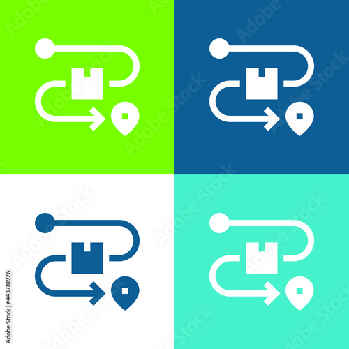 Box Flat four color minimal icon set