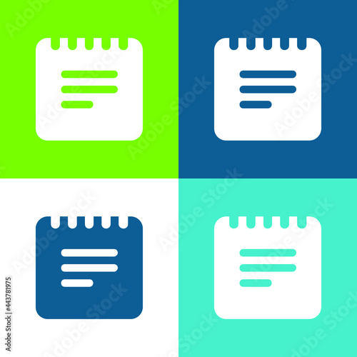Black Notes Interface Square Symbol With Spring Flat four color minimal icon set