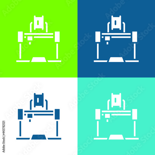 3d Printer Flat four color minimal icon set