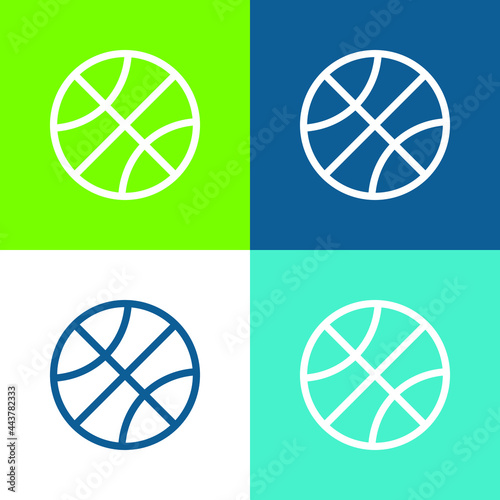 Basketball Match Flat four color minimal icon set