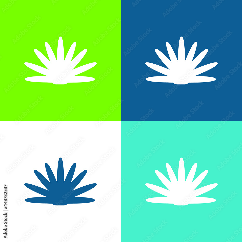 Agave Plant Silhouette Of Mexico Flat four color minimal icon set