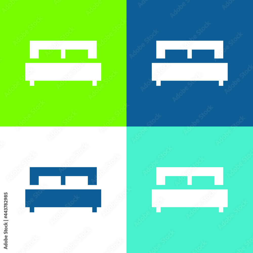 Bed Flat four color minimal icon set Bed Flat four color minimal icon set