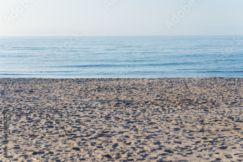 Empty sea and beach background with copy space.