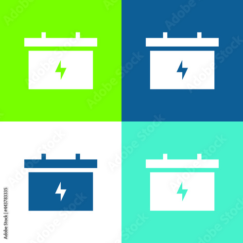 Battery Flat four color minimal icon set