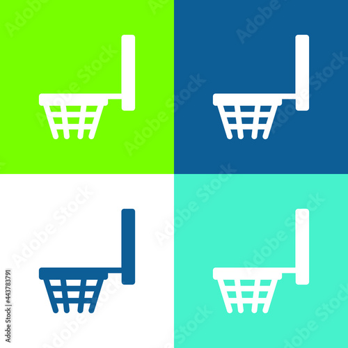 Basketball Basket Flat four color minimal icon set