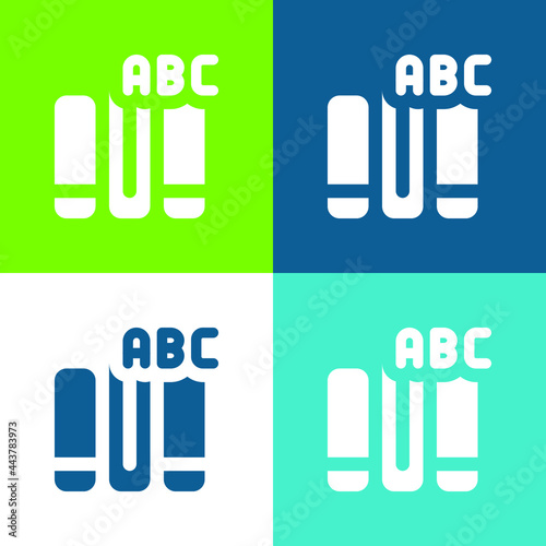 Book Flat four color minimal icon set