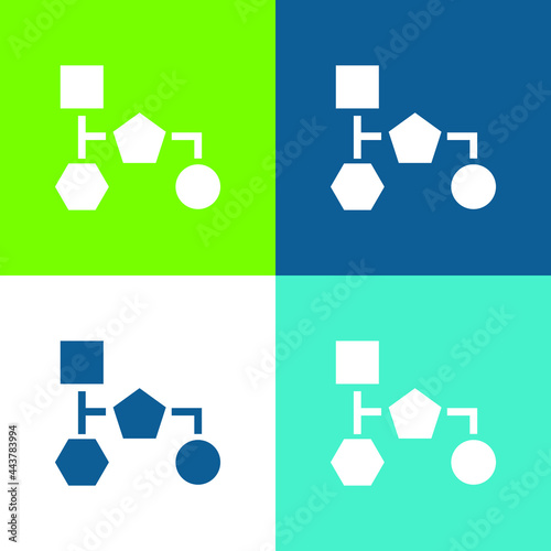 Block Scheme Of Black Geometrical Shapes Flat four color minimal icon set