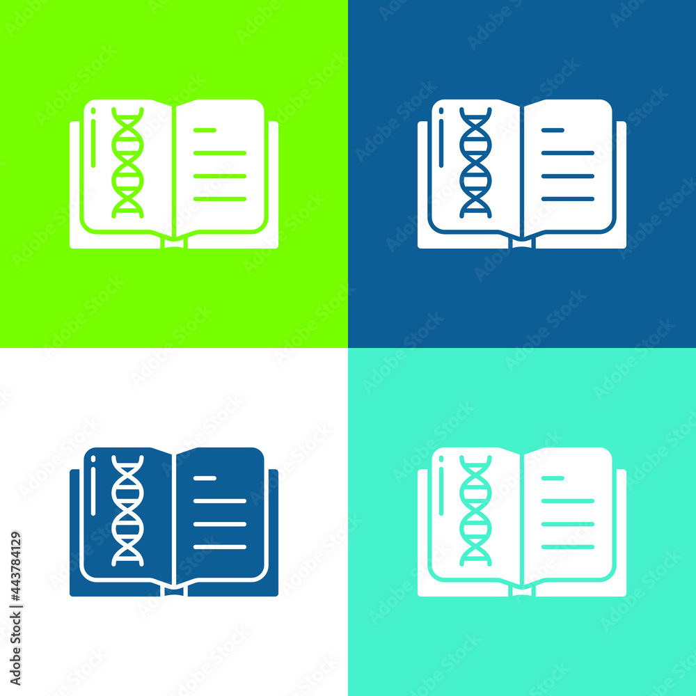 Book Flat four color minimal icon set Book Flat four color minimal icon set