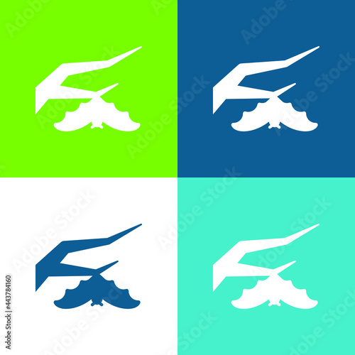 Branch Bat Flat four color minimal icon set