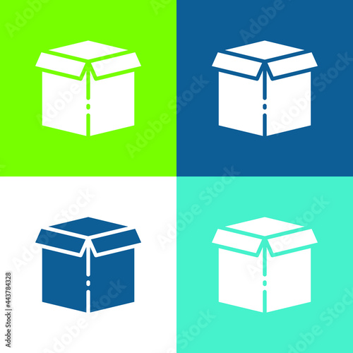 Box Flat four color minimal icon set