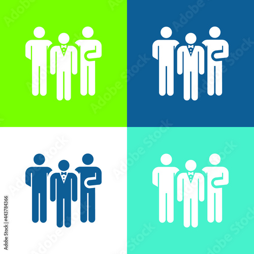 Bodyguard Flat four color minimal icon set