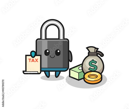 Character cartoon of padlock as a accountant