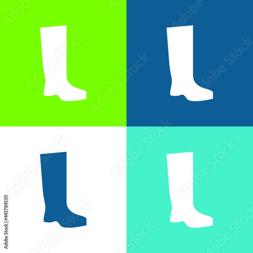 Boot Flat four color minimal icon set