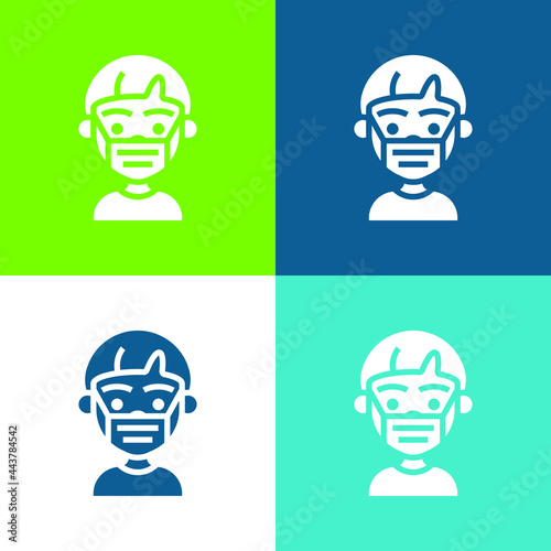Boy Flat four color minimal icon set